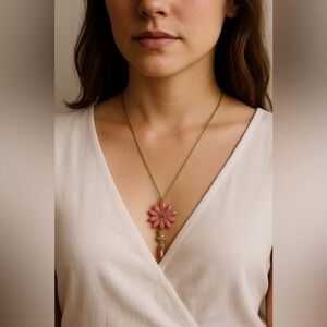 Pink Flower Pendant Necklace